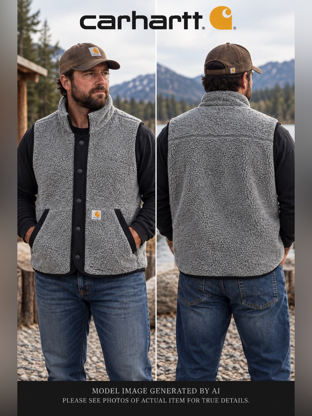 Carhartt Sherpa Fleece‎ Vest XXL Relaxed Fit Workwear Pockets Outdoor Snap Front